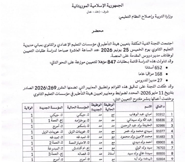 وزارة التربية تعين 157 مديرا للدروس وتؤكد اعتماد معايير شفافة في الاختيار